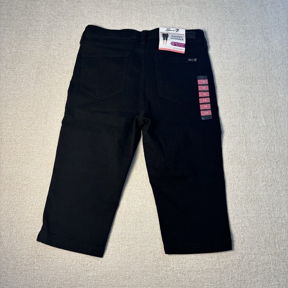 Seven7 Audrey Skimmer Women's 14 New Black Capri Denim Cropped Super Stretch - Picture 4 of 8